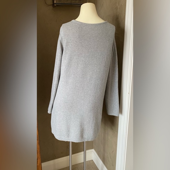 J Jill Pure Jill Cotton Wool Pullover Tunic Sweater Boat Neck Pockets Gray, S - Picture 3 of 12